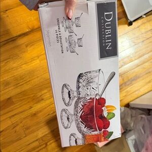 Dublin Collection Crystal Dessert Bowl Set for. 8 cups,8 spoons